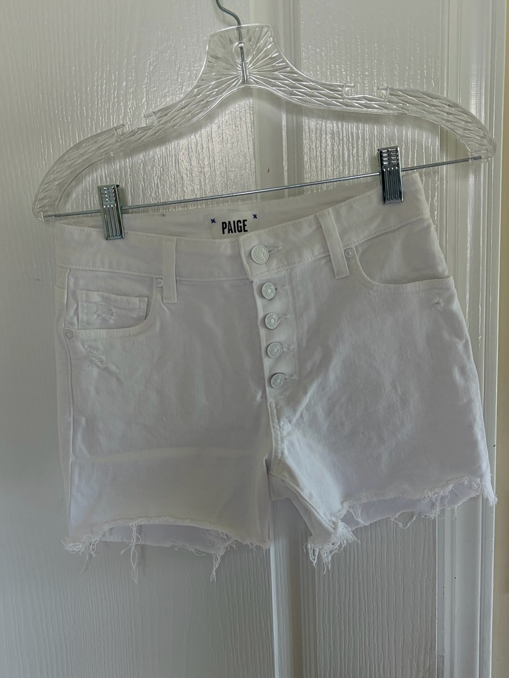 Paige cut off white shorts
